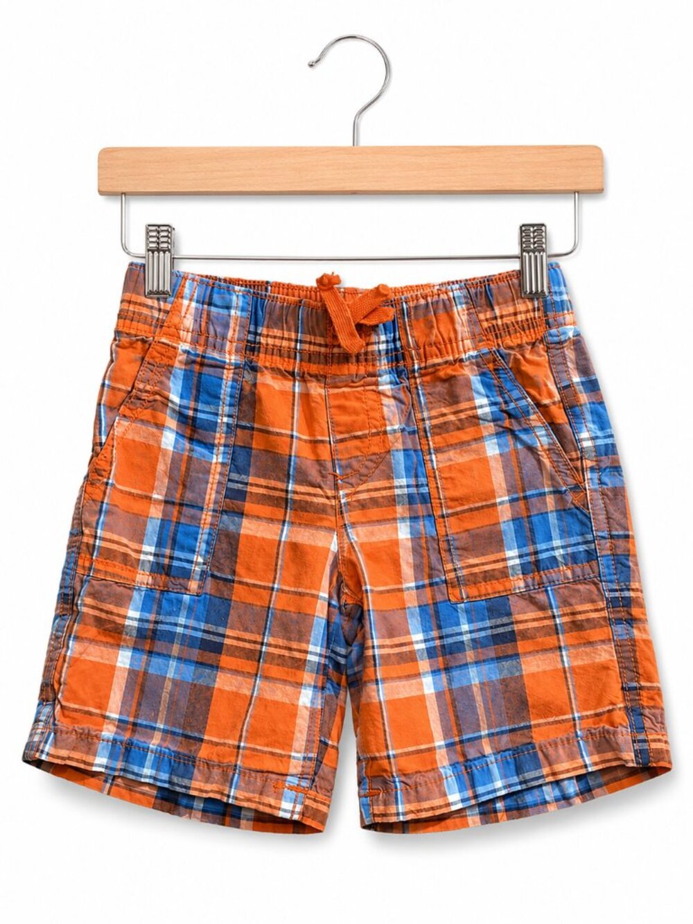 Crazy 8 Boys Shorts Size 2 Awesome Ocean Orange Blue Plaid Pull On Cotton
